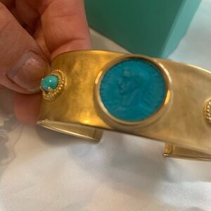 Tagliamonte 18k Gold over Sterling Silver Cuff Bracelet with Turquoise